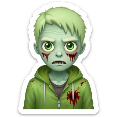 A cute and funny zombie shows "Cool" sticker