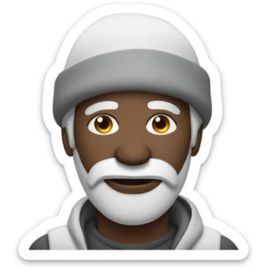 Homeless man with snow on face sticker