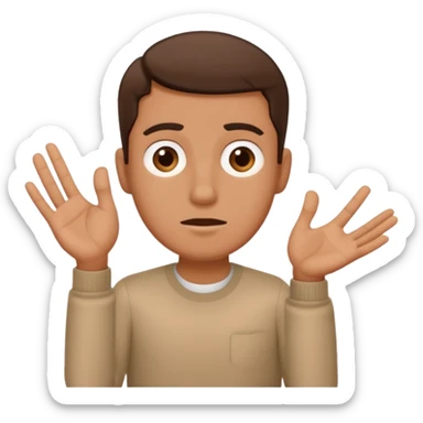 Confused guy with a 6 above his left hand and a 7 above his right hand sticker