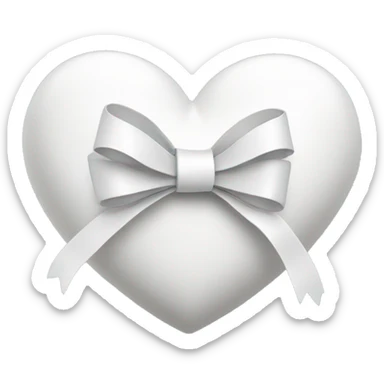 White heart with long bow sticker
