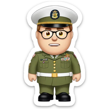 family guy peter griffin in army uniform sticker