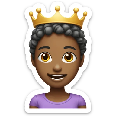 smiling girl with crown outdoors and tongue out sticker