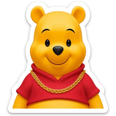 Winnie the Pooh with a gold chain sticker