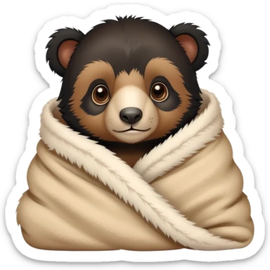Baby Andean bear cozy in blanket  sticker