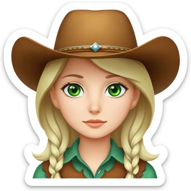 Girl with green eyes and a cow-boy hat  sticker