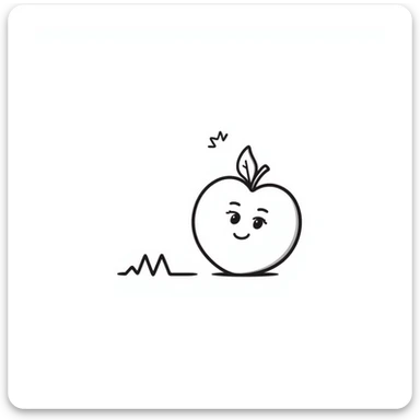 hand-drawn peach emoji with heartbeat monitor line sticker