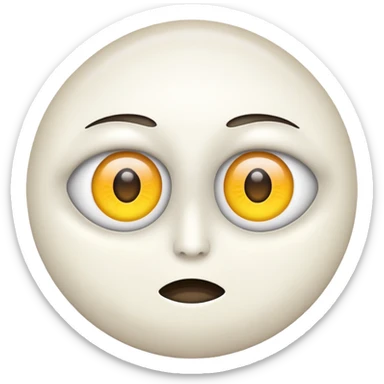 The normal "eye roll" emoji, but instead of black dots for pupils in the eyes, no pupils, just all-white eyes, as if the eye had rolled all the way  sticker