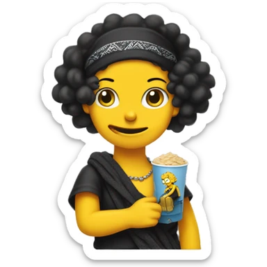 Lisa Simpson in a black bandana with Bonnom in her hands sticker