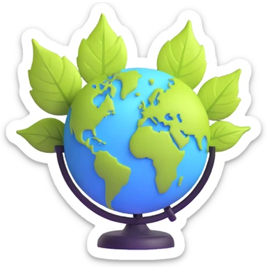 modern 3D eco-friendly logo with leaf and globe sticker
