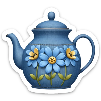 Teapot with denim flowers  sticker