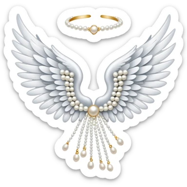 white angel wing with lace and pearls sticker