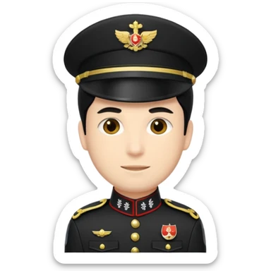 Un emoji di un carabiniere con il grado da carabiniere con uniforme nera, il soggetto deve essere un maschio con capelli neri sticker