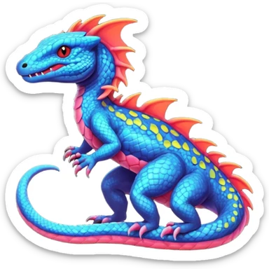 Multi-colored, neon-colored, randomly-colored Salandit-Fionbri-Falvie-Vernid-Fakémon-creature (full body) sticker