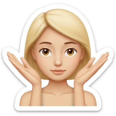 Minimal emoji representing reduced facial puffiness, soft hand gesture shaping the face contour, balanced and natural appearance, wellness-focused, simple and easy to understand
 sticker