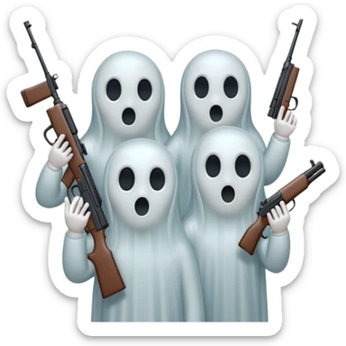 Fantasmas con un fusil y haciendo está señas con la mano 🤙 sticker