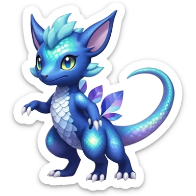 Rainbow crystal mix Shiny pastel Nebulae Salandit-Meowstic-Noibat-Fakémon-hybrid-creature (full body)  sticker