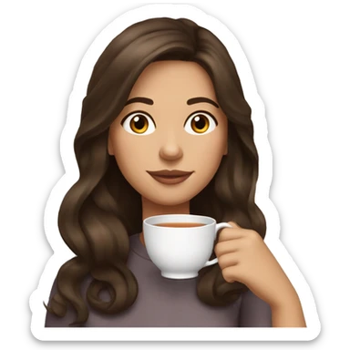 Girl sipping tea brunette hair sticker