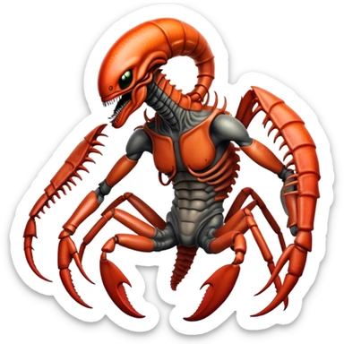 xenomorph alien in lobster skin sticker