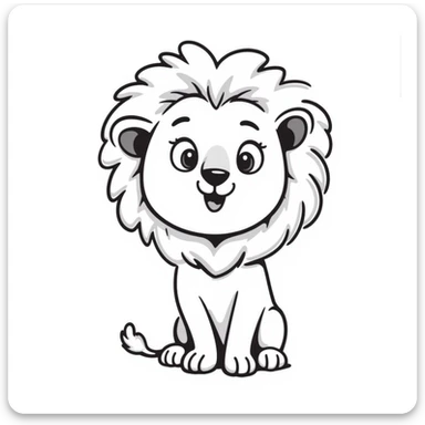 cute lion doodle, black ink lines, simple and expressive, Notion hand-drawn style sticker