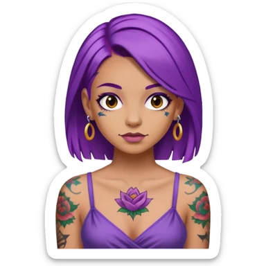 women with tatoos and hightlight that tatoos with purple hair and different color dresses sticker