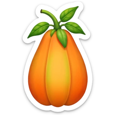 Starting from the current papaya emojis, use the second one as baseline. Modify the emoji slightly to make use of a flamlet to approximate the shape and color of the papaya sticker