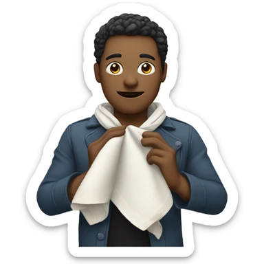 Holding a handkerchief sticker