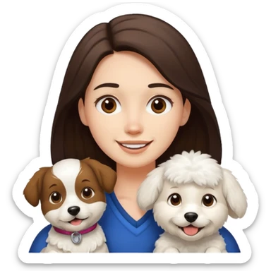 scottish man with stubble, brunette woman and white fluffy dog sticker