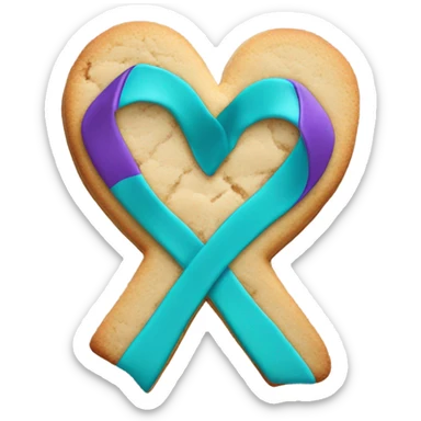 Purple teal Suicide awareness ribbon, heart cookie sticker
