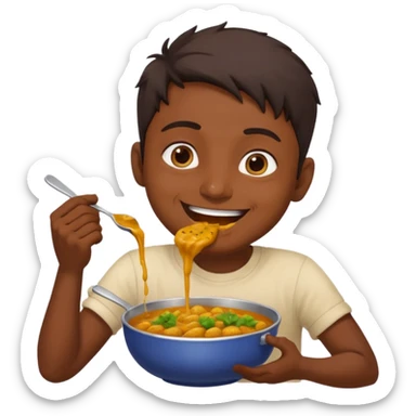 fat indian person chugging curry sticker
