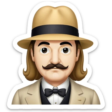 Hercule poirot with long hair sticker