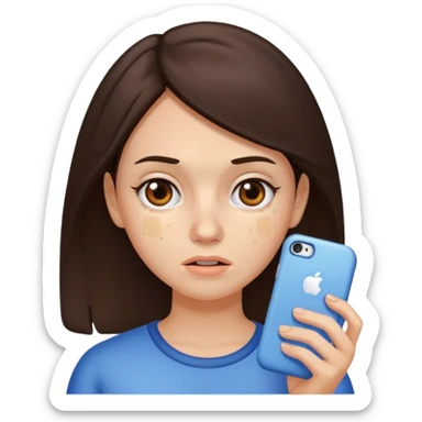 brunette woman with lots of acne sticker