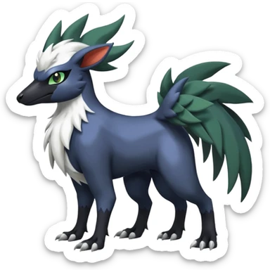 Shiny Black Grey White and Dark-Green Nargacuga-Silvally-Skiddo-Sprigatito-Absol-fusion (full body) sticker