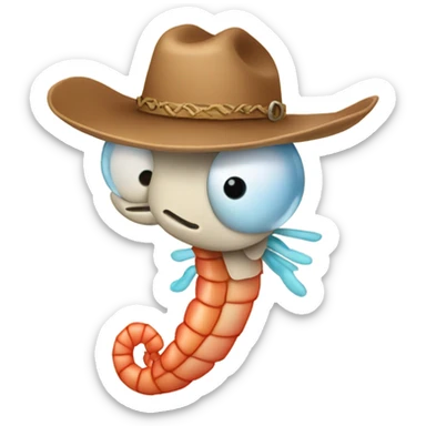 A shrimp with cowboy hat sticker