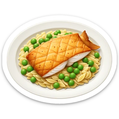 Fish filet with orzo peas and potato sticker