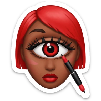 Black and red gothic big eye with mascara and makeup   sticker