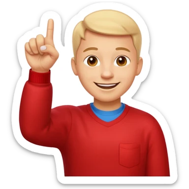 emoji of a happy cartoon person pointing downward toward the ground with both hands, standing upright, smiling warmly, both index fingers extended and pointing down clearly, simple light background, expressive and playful Apple emoji design showing the meaning “here / down here sticker