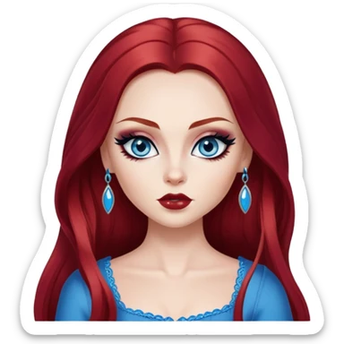 russian features, beauty, winred hair, blue eyes, pretty eyes, black eyeliner, pretty bratz baddie sticker