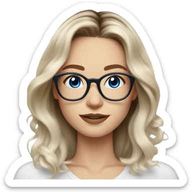 Shoulder length Balayage pale model lady with glasses and blue eyes  sticker