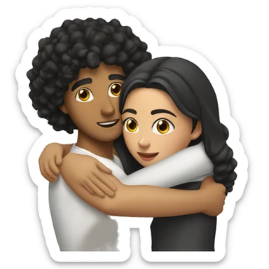 Young Arab man and young Latina women hugging sticker