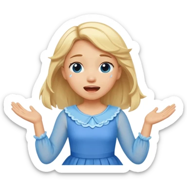 A cute fairytale character flying and crying because she is so happy sticker