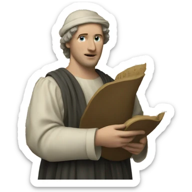 Petrarch holds a scroll in his hand sticker