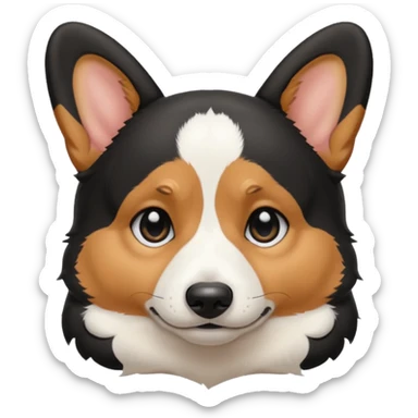 black tricolor corgi with no tail and with a tears on it's eyes sticker