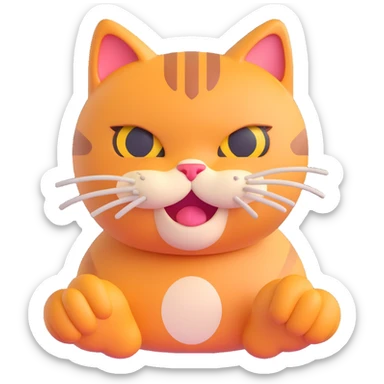 grumpy cat emoji with hands, showing an annoyed expression sticker