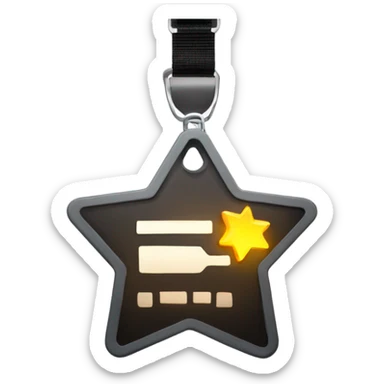 A modern press pass badge with two glowing stars, a lanyard, and bold typography, symbolizing membership progression sticker