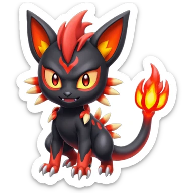 Colorful Shiny Cool Badass Spicy Evil Spooky Meloetta-Litten-Guilmon-Darkrai-Pokémon-Fakémon-fusion-hybrid-creature sticker