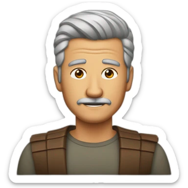 hombre de 57 años castaño peinado con raya a un lado, de cara no muy ancha y complexión fuerte sticker