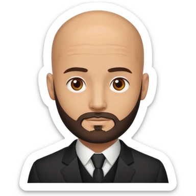 bald headed brown eyes groom with dark beard sticker