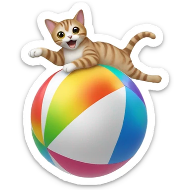 cat dancing on top of a beach ball sticker