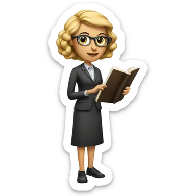 Teacher woman with a book and a pointer  sticker