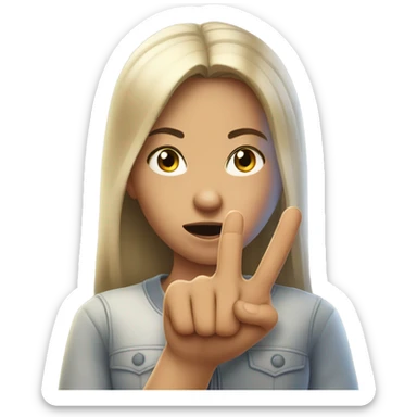 A girl flipping someone off with her middle finger sticker